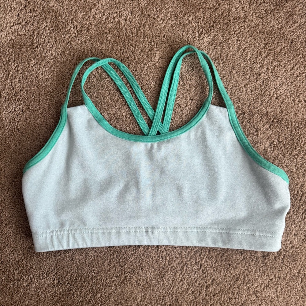 Blue and Green Strappy Sports Bra